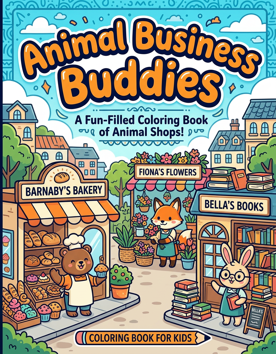 Animal Business Buddies coloring book cover