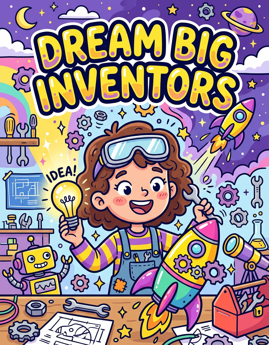 Dream Big Inventors coloring book cover